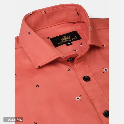 Stylish Orange Cotton Blend Printed Shirts For Boys-thumb3