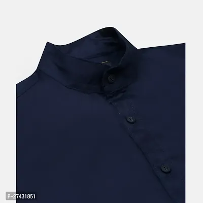 Stylish Navy Blue Cotton Solid Shirts For Boys-thumb3