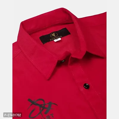 Stylish Red Cotton Solid Shirts For Boys-thumb3