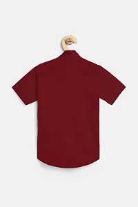 Stylish Red Cotton Blend Self Pattern Shirts For Boys-thumb1