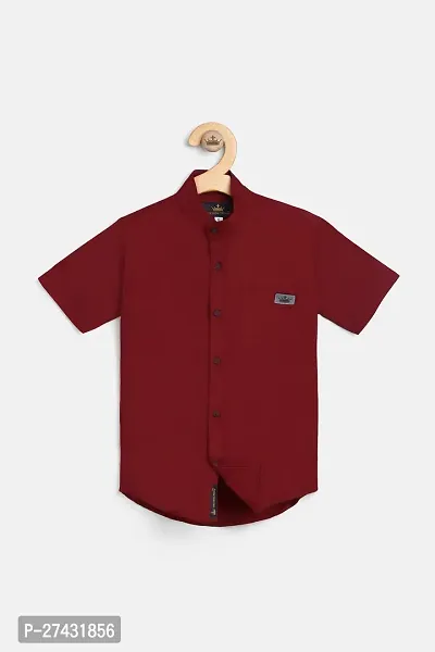 Stylish Red Cotton Solid Shirts For Boys