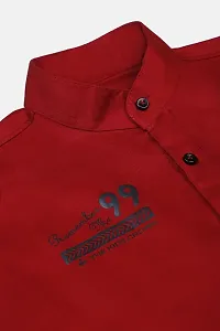 Stylish Maroon Cotton Blend Printed Shirts For Boys-thumb2