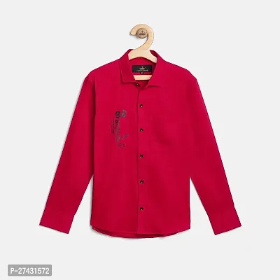 Stylish Red Cotton Blend Printed Shirts For Boys