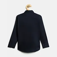 Stylish Navy Blue Cotton Solid Shirts For Boys-thumb1