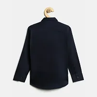 Stylish Navy Blue Cotton Blend Self Pattern Shirts For Boys-thumb1