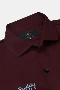 Stylish Maroon Cotton Blend Solid Shirts For Boys-thumb2