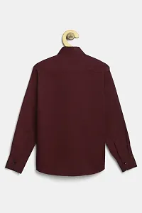 Stylish Maroon Cotton Blend Solid Shirts For Boys-thumb1