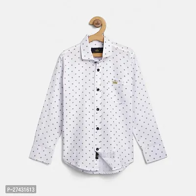 Stylish White Cotton Blend Printed Shirts For Boys-thumb0