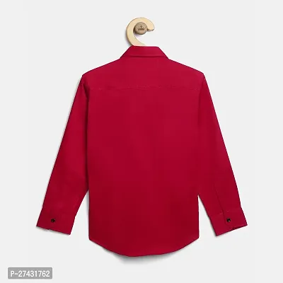 Stylish Red Cotton Solid Shirts For Boys-thumb2