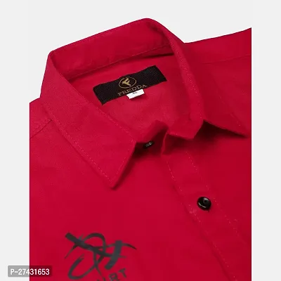 Stylish Red Cotton Blend Self Pattern Shirts For Boys-thumb3