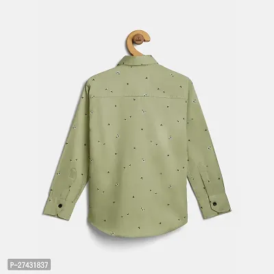 Stylish Green Cotton Printed Shirts For Boys-thumb2