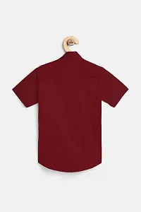 Stylish Red Cotton Solid Shirts For Boys-thumb1