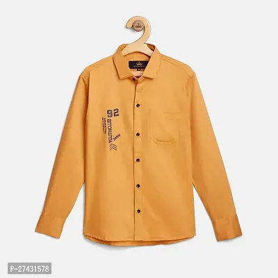 Stylish Yellow Cotton Blend Printed Shirts For Boys