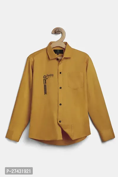 Stylish Yellow Cotton Blend Solid Shirts For Boys