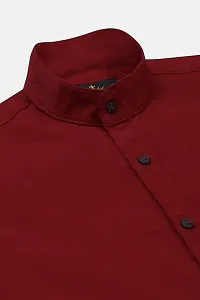 Stylish Red Cotton Solid Shirts For Boys-thumb2