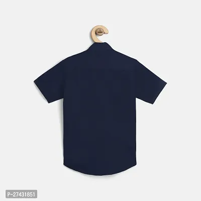 Stylish Navy Blue Cotton Solid Shirts For Boys-thumb2