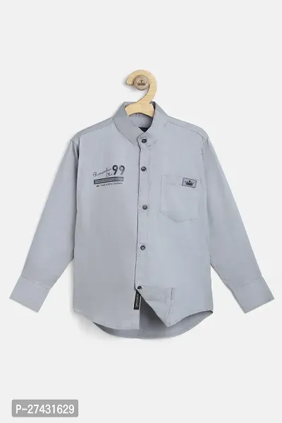 Stylish Grey Cotton Blend Printed Shirts For Boys