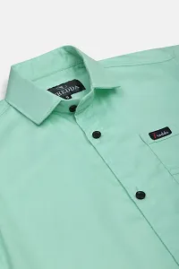 Stylish Green Cotton Blend Solid Shirts For Boys-thumb2