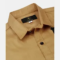 Stylish Brown Cotton Blend Solid Shirts For Boys-thumb2