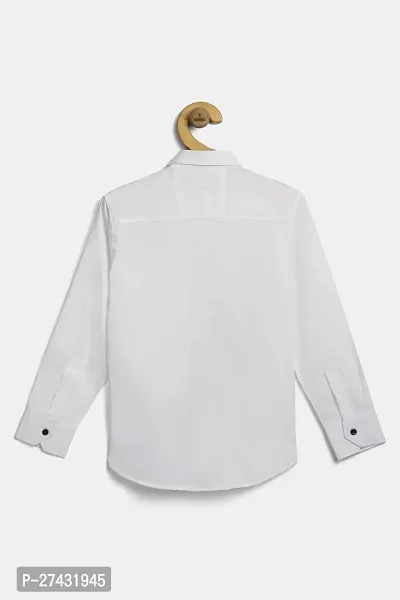 Stylish White Cotton Blend Solid Shirts For Boys-thumb2