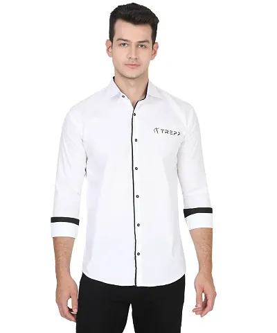 Stylish Blend Solid Long Sleeves Casual Shirt For Men