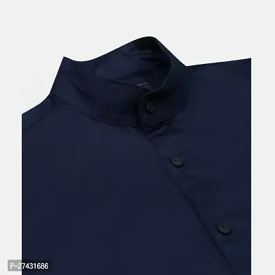 Stylish Navy Blue Cotton Blend Self Pattern Shirts For Boys-thumb3