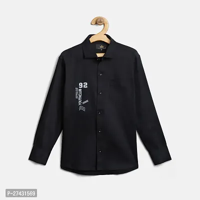 Stylish Black Cotton Blend Printed Shirts For Boys