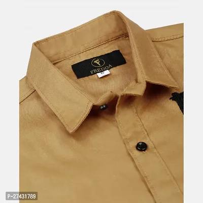 Stylish Brown Cotton Solid Shirts For Boys-thumb3