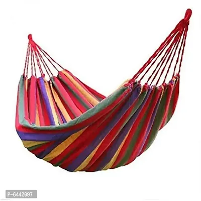 Foldable Outdoor Canvas Camping Brazilian Swing Hammock for Porch, Garden Backyard Pack of 1 (RED Color)-thumb0