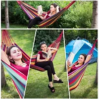 Foldable Outdoor Canvas Camping Brazilian Swing Hammock for Porch, Garden Backyard Pack of 1 (RED Color)-thumb2