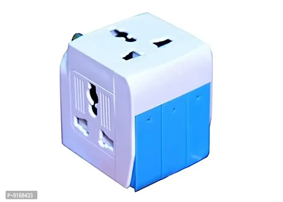 3-Plug Universal Travel Adapter 5A-250V with LED Indicator and Individual Socket  switches with Spike Buster Fuse Protected for Multipurpose (Multicolour Pack of 1)-thumb0