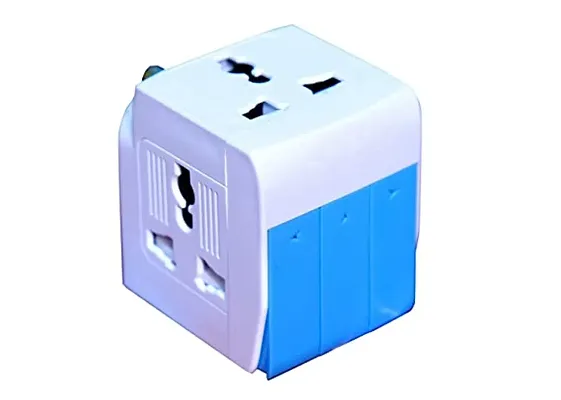 3-Plug Universal Travel Adapter 5A-250V with LED Indicator and Individual Socket  switches with Spike Buster Fuse Protected for Multipurpose (Multicolour Pack of 1)