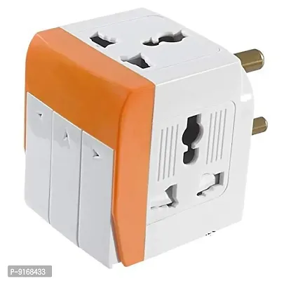 3-Plug Universal Travel Adapter 5A-250V with LED Indicator and Individual Socket  switches with Spike Buster Fuse Protected for Multipurpose (Multicolour Pack of 1)-thumb2