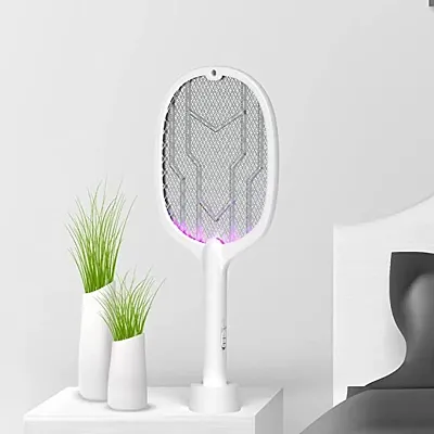 Mosquito Bat Killer Racket Electric Hanging Mosquito bat Fly Swatter Rechargeable bat with USB Charging Base UV Light lamp Racket bat for Office Home Hall Kids Room Pack of 1