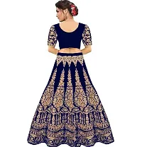 Fabulous Blue Velvet Embroidered Semi Stitched Lehenga Choli With Dupatta For Women-thumb1