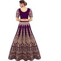 Fabulous Purple Velvet Embroidered Semi Stitched Lehenga Choli With Dupatta For Women-thumb1