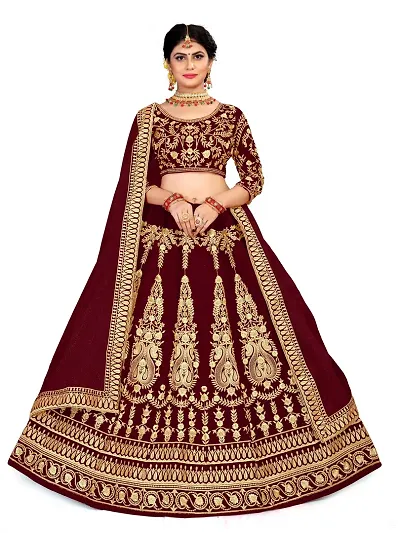 Women's Velvet lehengha Choli lizza-lehenga maroon