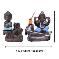 JIYANSH Creation Combo Pack of Blue Ganesha Idols and Blue Meditating Monk Buddh Statue, Size - 12Cm, 250Gm-thumb2