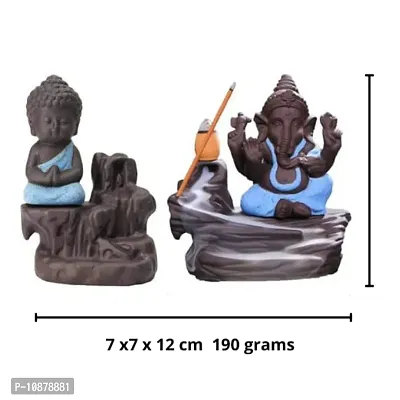 JIYANSH Creation Combo Pack of Blue Ganesha Idols and Blue Meditating Monk Buddh Statue, Size - 12Cm, 250Gm-thumb3