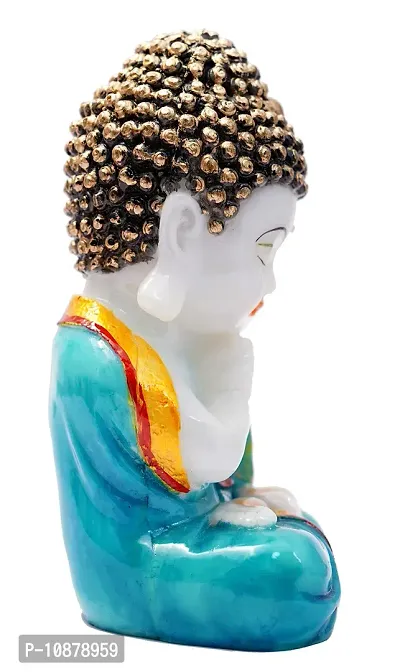 JIYANSH Creation Praying Baby Buddha Statue, Religious Figurine, Decorative Showpiece, Buddha Statue Size - 20Cm - Blue-thumb3