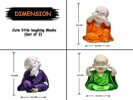 Jiyansh Creation Handicraft Set of 3 Piece of Laughing Baby Monk Buddha Diwali Decor Items for Home Gift Items Decorative Showpiece Office Living Room Table - (7 x 15 x 15 Centimeters)-thumb1
