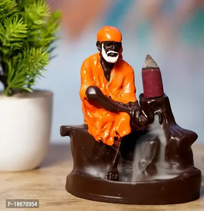 J Jiyansh Creation Polyresin Backflow Dropping Fountain Sai Baba Incense Holder Home Decorative Showpiece Figurine with Free 10 Backflow Incense Cones-thumb2