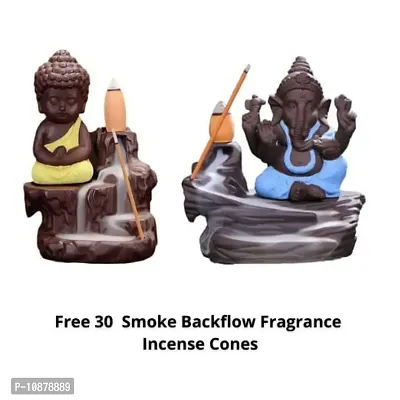 JIYANSH Creation Combo Pack of Blue Ganesha Idols and Yellow Meditating Monk Buddh Statue, Size - 12Cm, 250Gm-thumb4