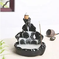 Jiyansh Creation Smoke backflow Fountain Incense Burner Ganesha Idols showpiece with 10 Backflow Incense Sticks Cones -(11 X 11 cm, Pink Color)(Resin, Conical)-thumb1