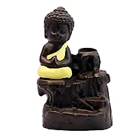 JIYANSH Creation Combo Pack of Ganesha Idols and Meditating Monk Buddh, Size - 12Cm, Weight - 250Gm - Yellow-thumb2