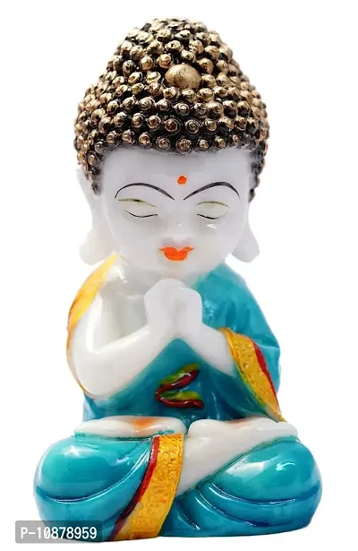 JIYANSH Creation Praying Baby Buddha Statue, Religious Figurine, Decorative Showpiece, Buddha Statue Size - 20Cm - Blue-thumb0