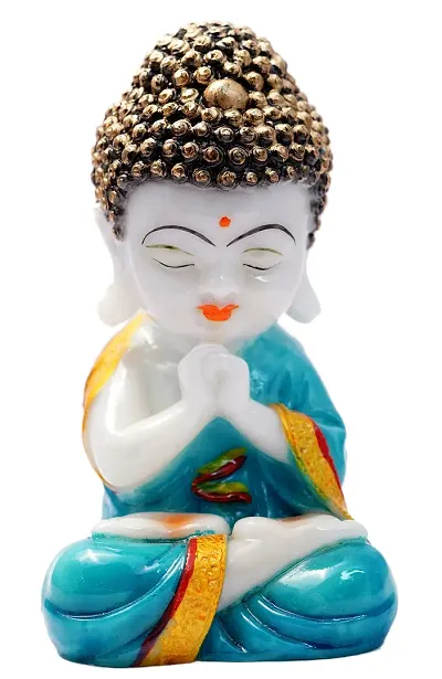 JIYANSH Creation Praying Baby Buddha Statue, Religious Figurine, Decorative Showpiece, Buddha Statue Size - 20Cm - Blue