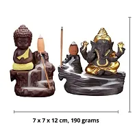 JIYANSH Creation Combo Pack of Ganesha Idols and Meditating Monk Buddh, Size - 12Cm, Weight - 250Gm - Yellow-thumb3