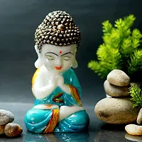 JIYANSH Creation Praying Baby Buddha Statue, Religious Figurine, Decorative Showpiece, Buddha Statue Size - 20Cm - Blue-thumb4