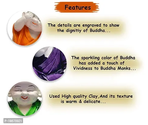 Jiyansh Creation Handicraft Set of 3 Piece of Laughing Baby Monk Buddha Diwali Decor Items for Home Gift Items Decorative Showpiece Office Living Room Table - (7 x 15 x 15 Centimeters)-thumb3